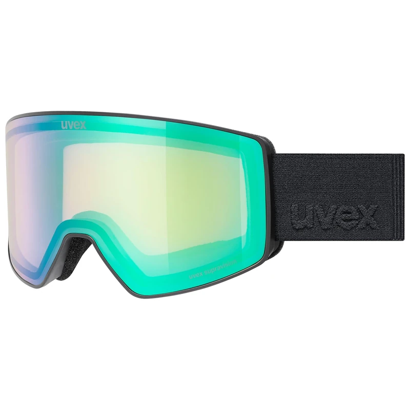 Uvex Unisex-Adult, scenic FM ski goggles, black matt/mirror green, one size