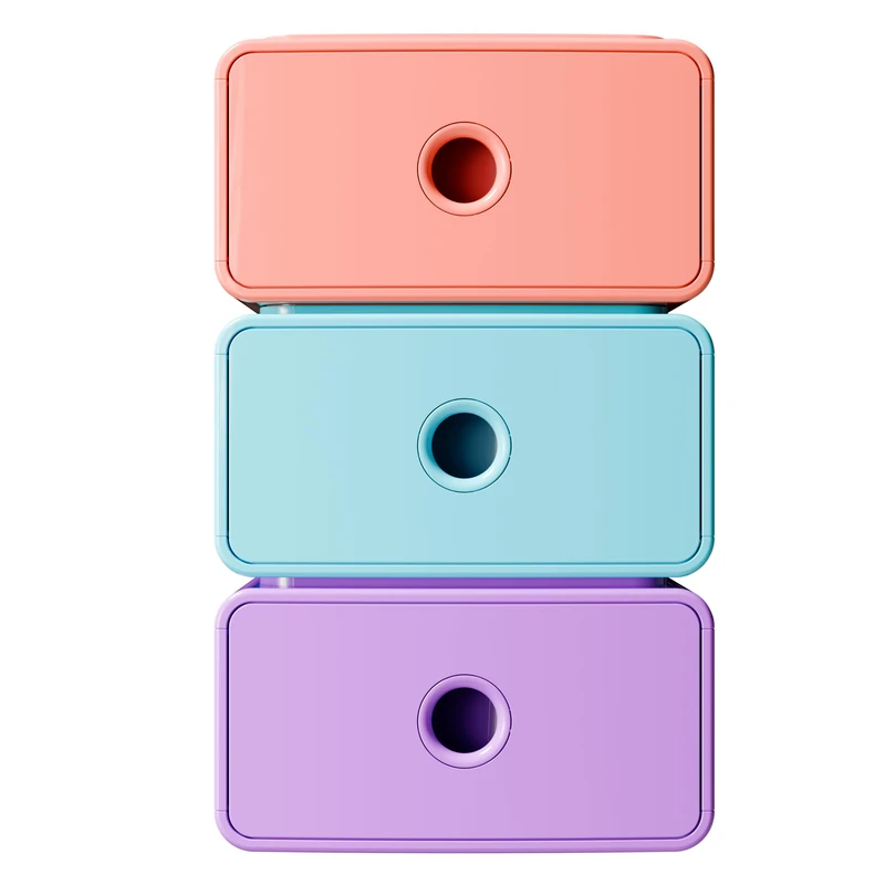 Exacompta - Ref 315707D - Box of 3 Tiny Box filing modules 1 drawer Candy Tiny stackable - External dimensions: Depth 19 x Width 26.5 x Height 10 cm - Assorted colours