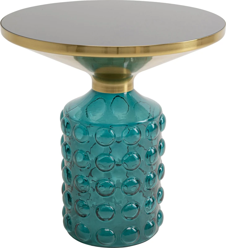 Kare Lola Design Side Table Blue Round Diameter 35 cm Glass Base Coffee Table Living Room Bedside Table