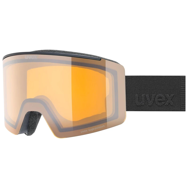 Uvex Unisex-Adult, ignite LG ski goggles, black matt/yellow, one size