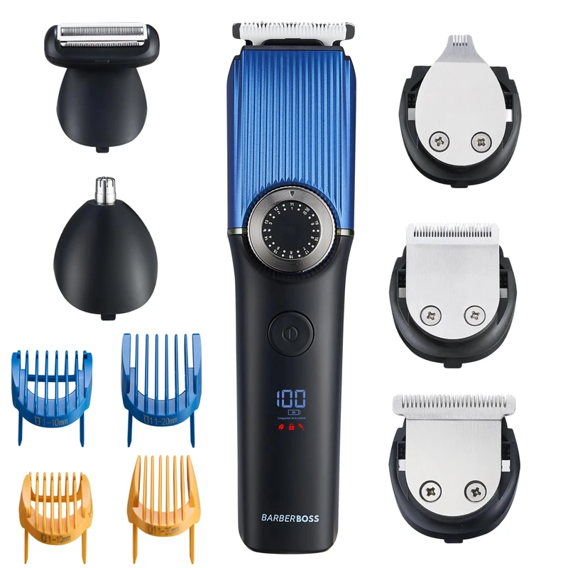 BarberBoss 5-in-1 Beard Trimmer for Men, Waterproof Detail Trimmer with Hair Clippers, LED Display, Complete Men’s Grooming Kit, Men’s Body Groomer