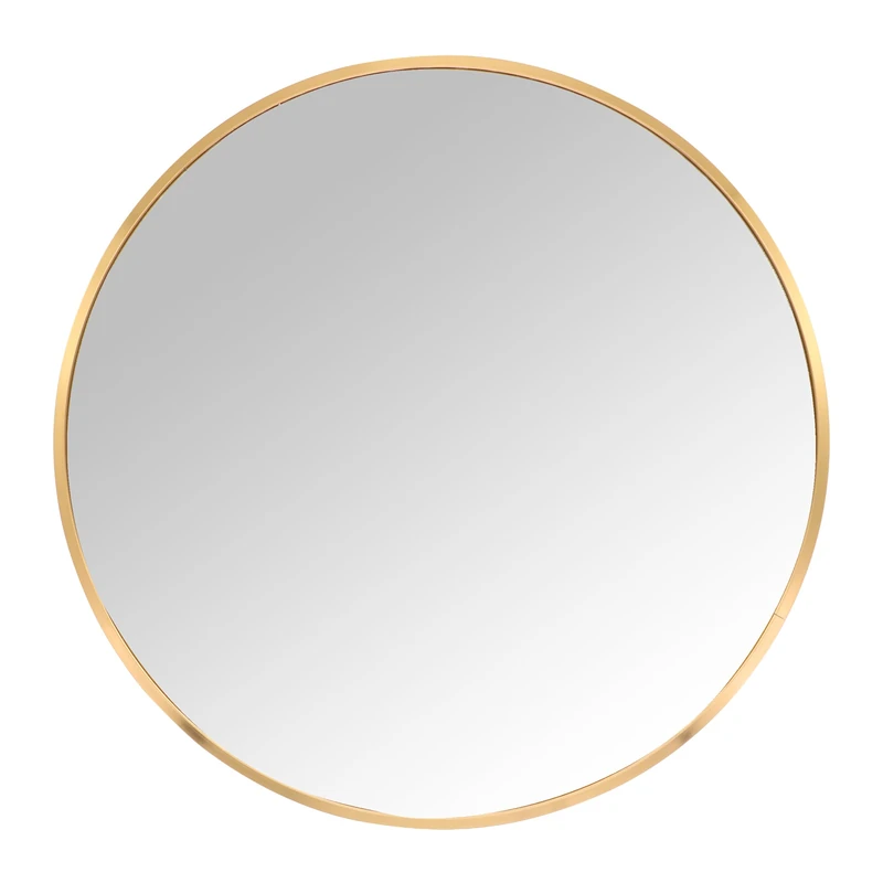 Relaxdays Round Mirror, Diameter 70 cm, with Frame, Wall Mirror for Hallway, Bathroom, Living Room, Hallway Mirror for Hanging, Gold