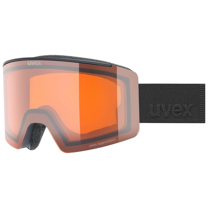 Uvex Unisex-Adult, ignite LG ski goggles, black matt/orange, one size