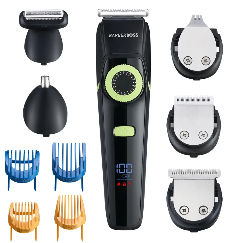 BarberBoss Men’s Hair Clippers & Beard Trimmer, Waterproof Grooming Kit, Ear & Nose Trimmer, Precision Dial, Beard Groomer for Men, Cordless Hair Clippers