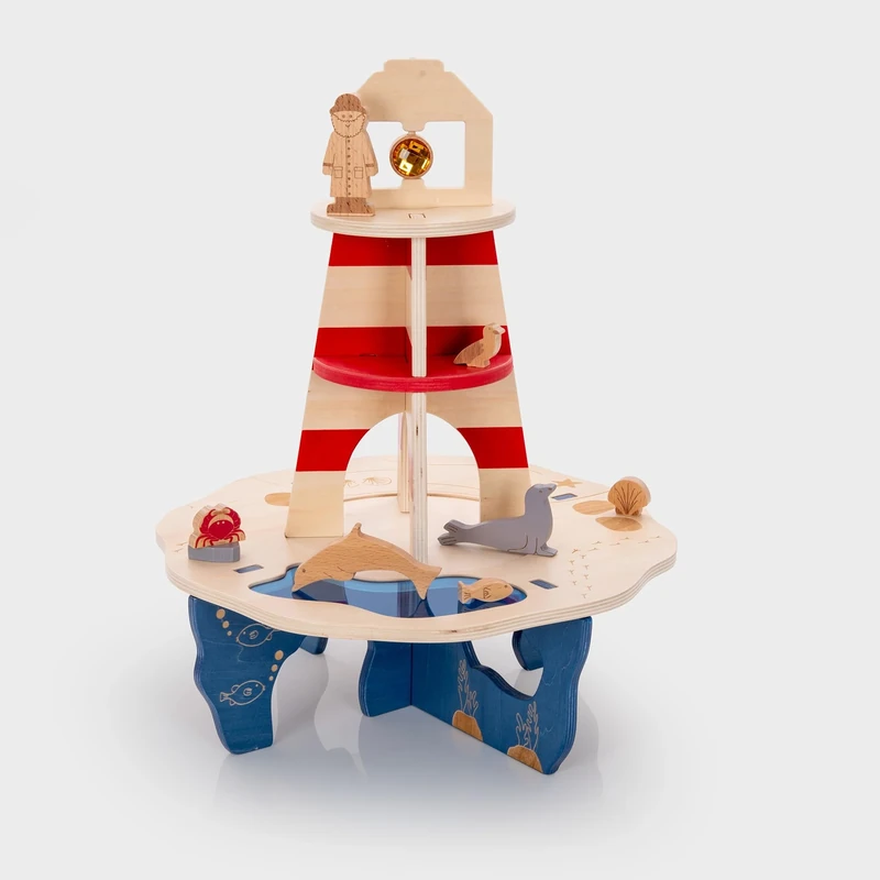 tickit Wooden Lighthouse Playset – FSC® Birch Plywood Small World Toy with Rock Pool, Sensory Details and Split Design for Imaginative Coastal Play