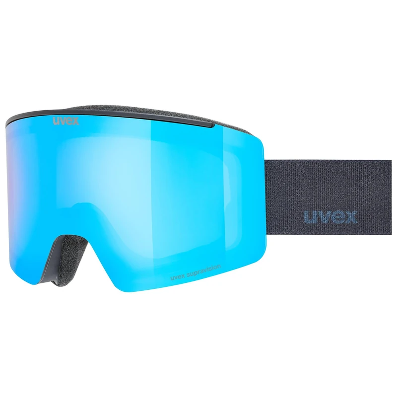Uvex Unisex-Adult, ignite FM ski goggles, black matt/mirror blue, one size
