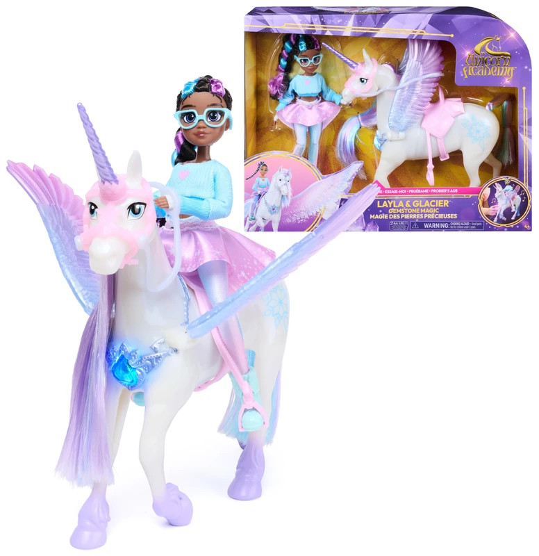 Unicorn Academy Gemstone Magic Layla & Glacier, Dolls & Toys, Ages 4+