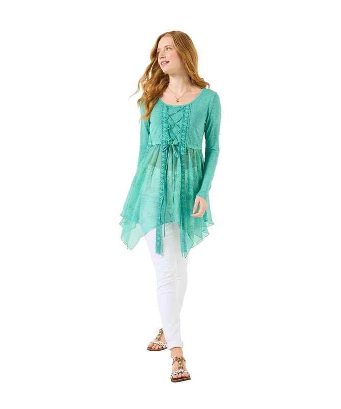 Joe Browns Women's Jersey Tunic Top with Woven Skirt, Regular, Blue, UK 16 - Image 1