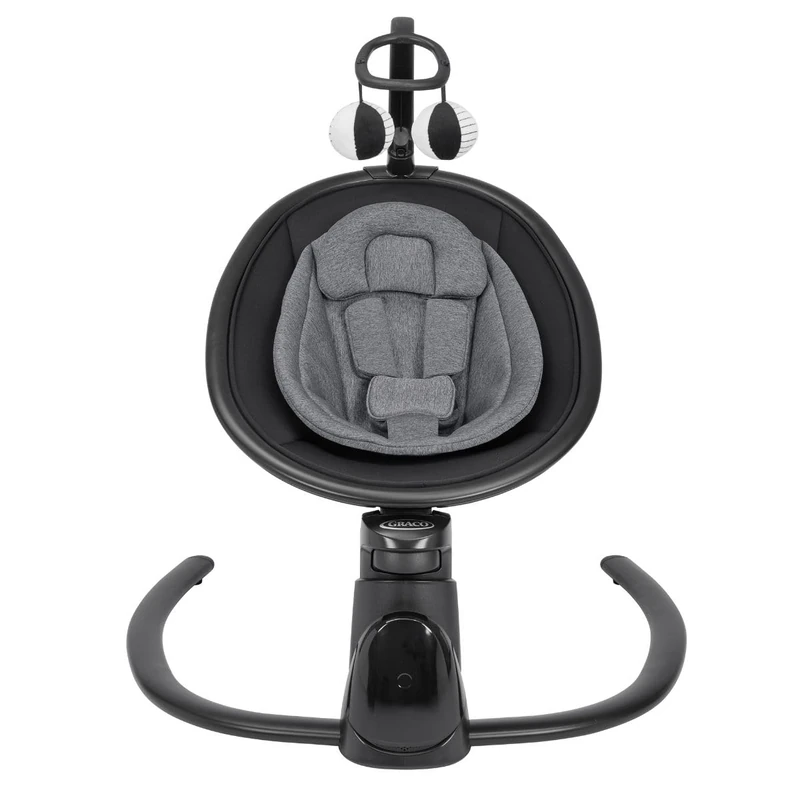 Graco Sway 'n Grow Bluetooth Soother with toybar, Suitable from Birth to Approx. 4 Years (0-18kg), with 6 Swaying motions, 4-Speed Vibration, Music, Height Adjust and Compact, Midnight Fashion