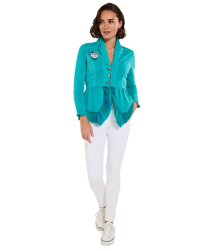 Joe Browns Women's V Neck Button Detail Jersey Top, Regular, Blue, UK 12