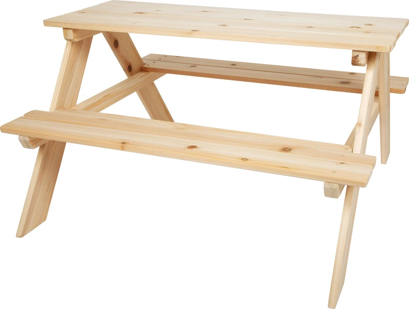 small foot picnic table for children, wood seating group, two benches and a table for indoors and outdoors, for children of 2 years and older, 12830
