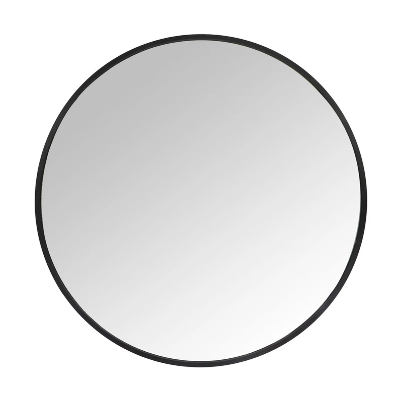 Relaxdays Round Wall Mirror, Framed, 50cm Diameter, Black, Suitable for Hallway, Bathroom & Living Room