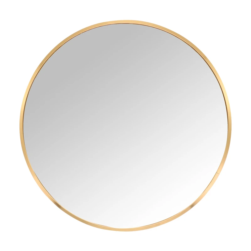 Relaxdays Round Framed Wall Mirror, 60 cm Diameter, Gold, Hang for Hallway, Bathroom & Living Room