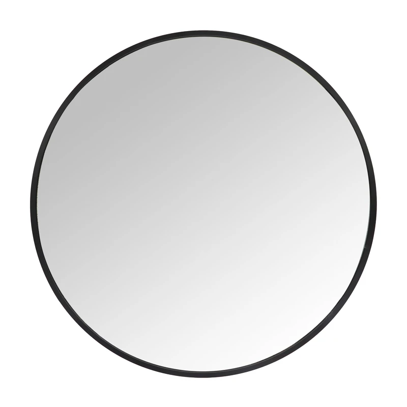 Relaxdays round wall mirror, framed, 60 cm Ø, black, suitable for hall, bathroom, living room