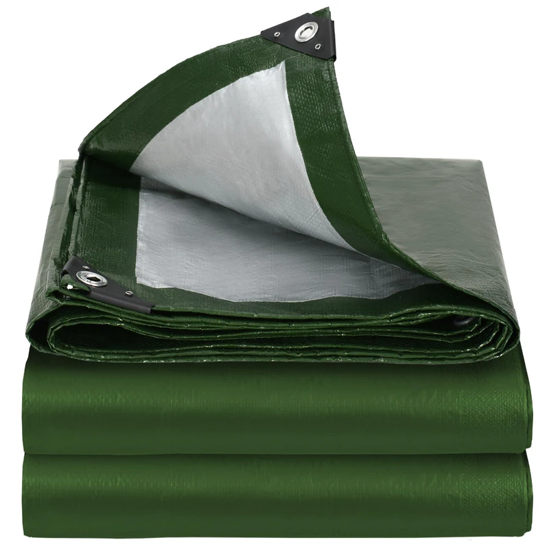 Velway Tarpaulin Waterproof Heavy Duty - 5m x 6m 250gsm Tarp Cover With Reinforced Eyelets UV Protection Plastic Sheeting Ideal for Multipurpose Indoor Outdoor Protection Green