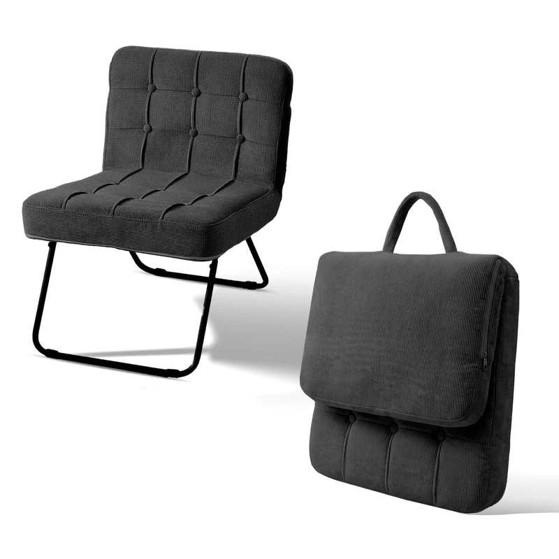 TUKAILAi Foldable Corduroy Accent Chair, Hand Carry, Leisure Tub Chair