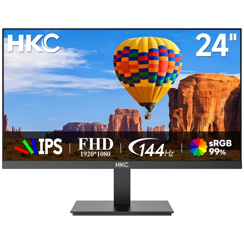 HKC 23.8 Inch 144Hz Gaming Monitor,FHD 1080P IPS Panel,99% sRGB,AMD FreeSync,Tilt Adjustable,HDMI/VGA Ports for Home Office and Gaming,V2418S