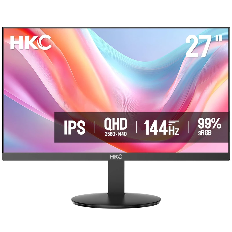 HKC 27 inch QHD Gaming Monitor,144Hz,1440p,IPS Panel, 1ms, 99% sRGB Color Accuracy, HDR10, HDMI 2.0, DP 1.4, Audio-Out, VESA Mount, Tilt Adjustable, V2718QS
