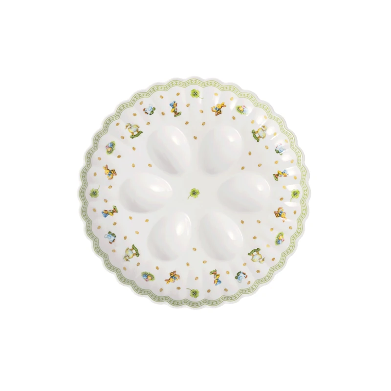 Villeroy & Boch – Easter Delight Egg Plate, Premium Porcelain, Nostalgic Patterns, Gold Details, Plate for 6 Eggs, Easter Decoration