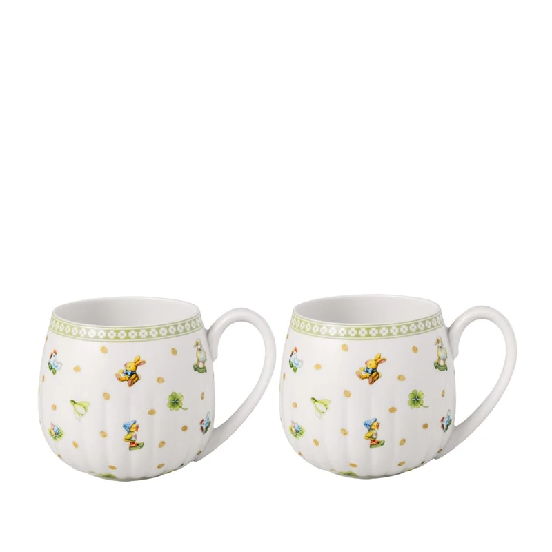 Villeroy & Boch – Easter Delight Mug Set of 2, Premium Porcelain, Nostalgic Easter Patterns, Gold Details, Large Mugs for Tea, hot Chocolate & Coffee Specialities