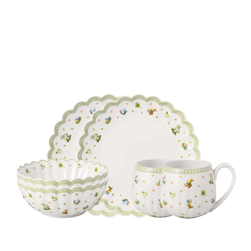 Villeroy & Boch – Easter Delight Breakfast Set for 2, 6 Pieces, Premium Porcelain, Nostalgic Patterns, Gold Details, Easter Decoration, Harmonious Table Set