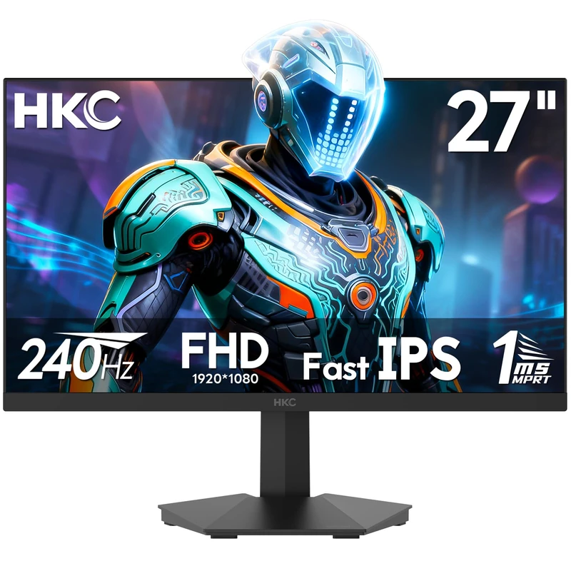 HKC 27 inch Gaming Monitor, 240Hz FHD, Fast IPS, 1ms MPRT, HDR400, 90% DCI-P3, Low Blue Light, VESA Compatible, HDMI 2.0 and DP 1.4 Ports, G27H3D