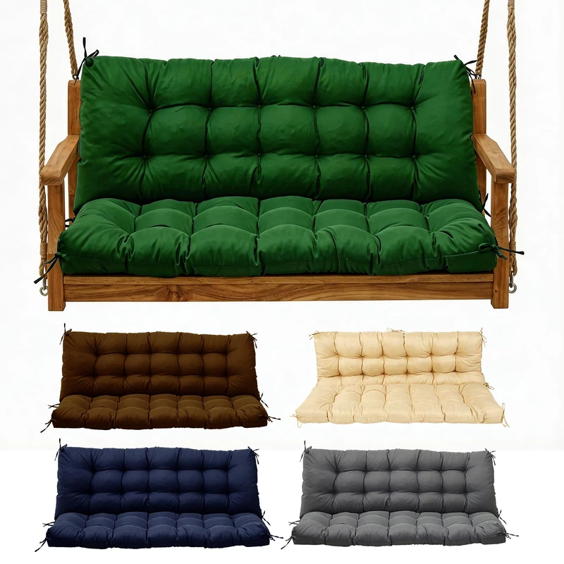 Yddsky Porch Swing Cushions,Waterproof Bench Cushion for Outdoor Furniture,2-3 Seater Replacement Thickened Swing Cushion with Ties,Patio,Outdoor,Backyard and Garden（60x40,Dark Green