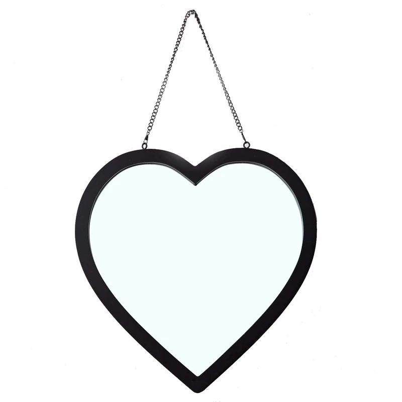 A ASPECT Hanging Heart Mirror/Decorative Vanity Mirror (Black, 44.5 x 44.5 cm) - Image 1