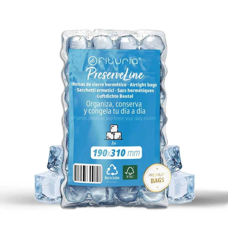 OFITURIA Ice Cube Bags, 190 x 310 mm, Airtight and Durable, Ice Bags and Freezers, Ideal for Preparing, Storing Ice (200 Bags)