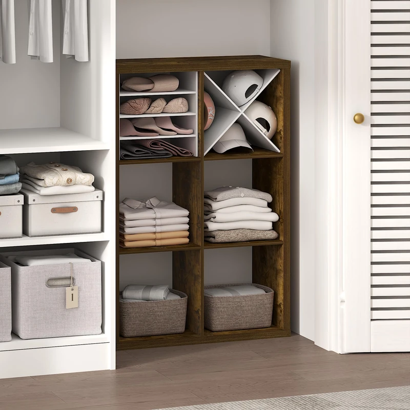 Furinno CUBIC Closet Organizers and Storage, 6-Cube Closet Organizer, Open Shelf Closet Storage, Extra Thick Frame for Wardrobe, Bedroom, Living Room, Sage Green