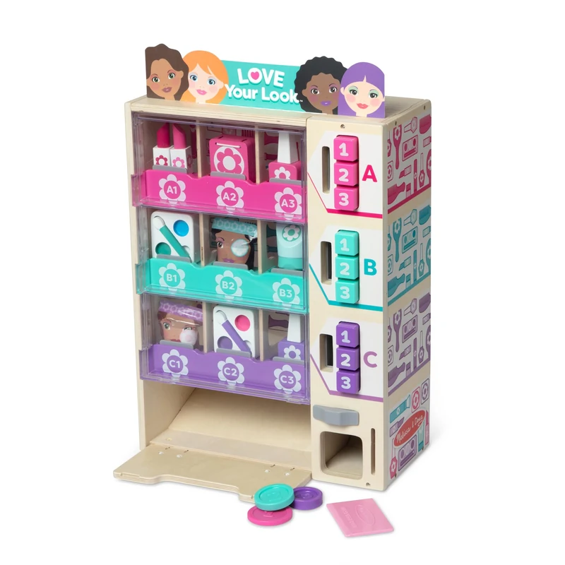 Melissa & Doug Sort, Stock, Select Beauty Kiosk Vending Machine Play Set, Pretend Makeup Wooden Toy For Boys and For Girls 3+- FSC Certified - Image 1