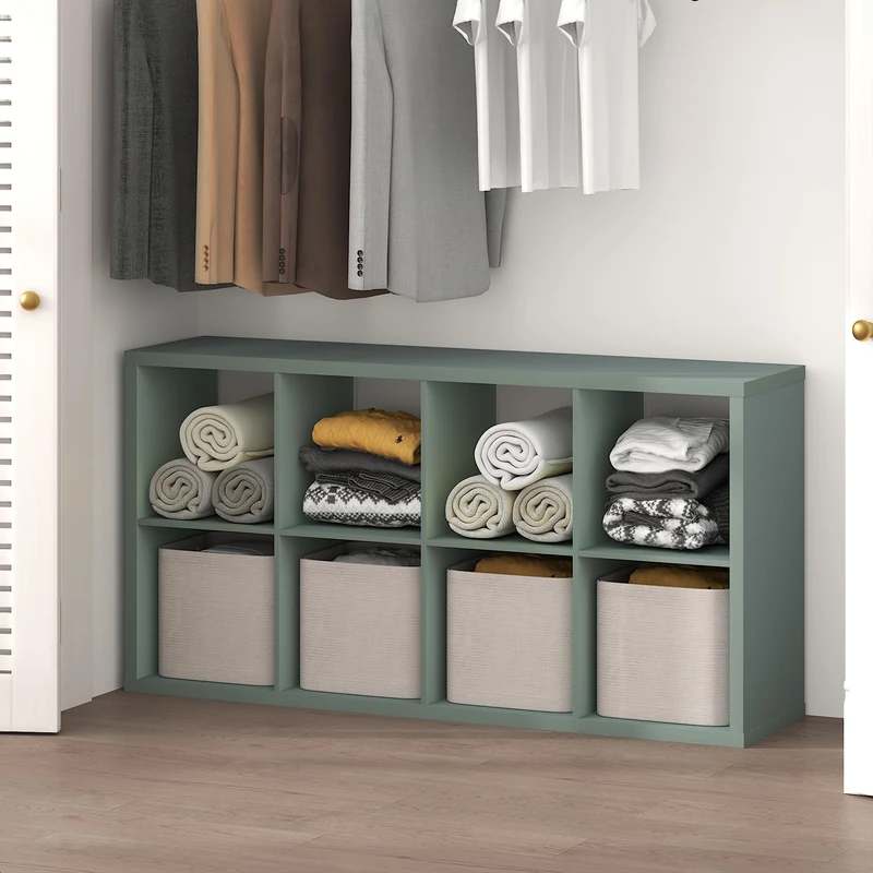 Furinno CUBIC Closet Organizers and Storage, 8-Cube Closet Organizer, Open Shelf Closet Storage, Extra Thick Frame for Wardrobe, Bedroom, Living Room, Sage Green
