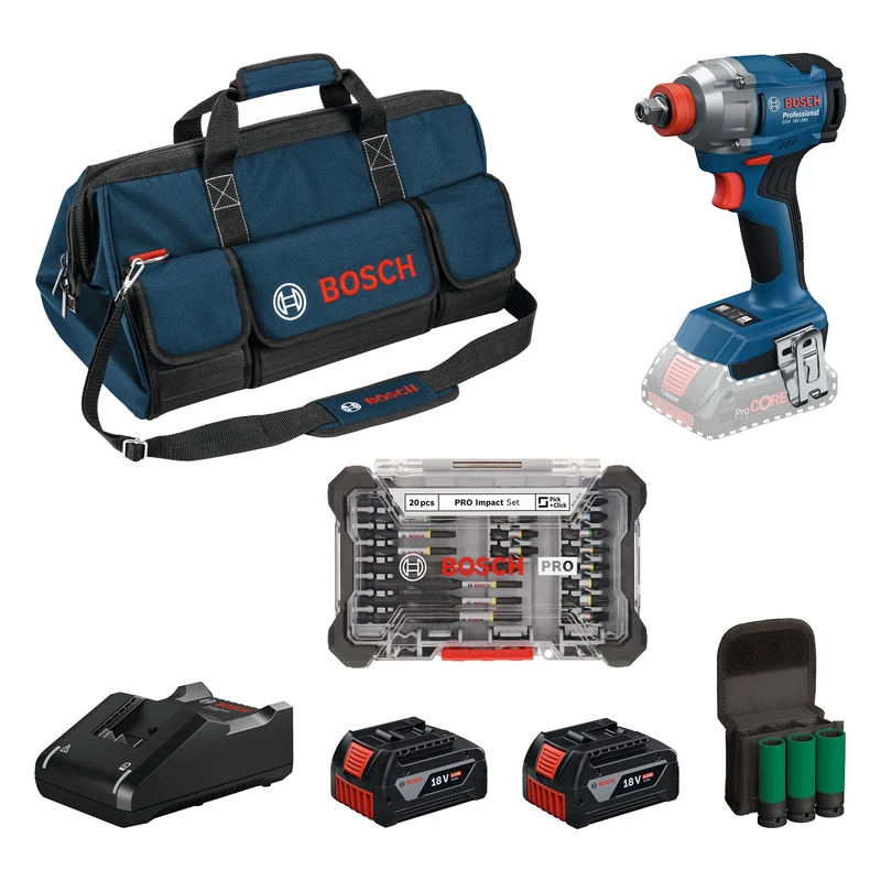 Bosch Professional 18V System Cordless Impact Wrench GDX 18V-285 (incl. 2X GBA 4.0Ah Batteries, GAL 18V-40 Charger)