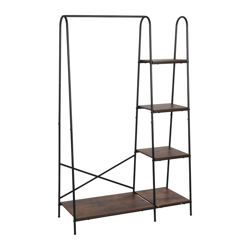 Relaxdays Industrial Coat Rack with 5 Shelves - 160x100x40cm