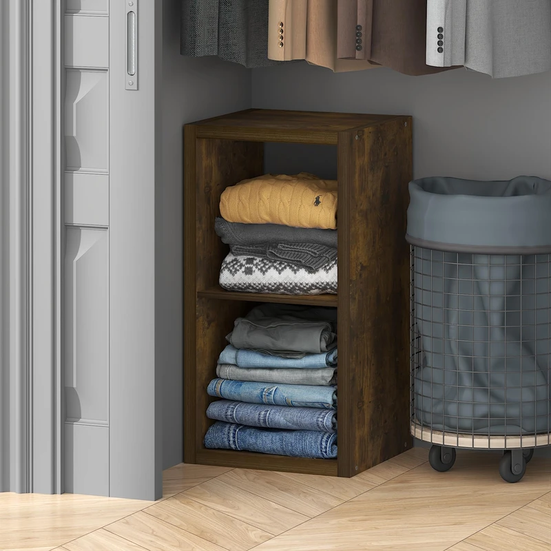 Furinno CUBICLE 6-Tier Closet Organizers and Storage, Closet Organizer, Open Shelf Closet Storage, for Wardrobe, Bedroom, Living Room, Amber Pine