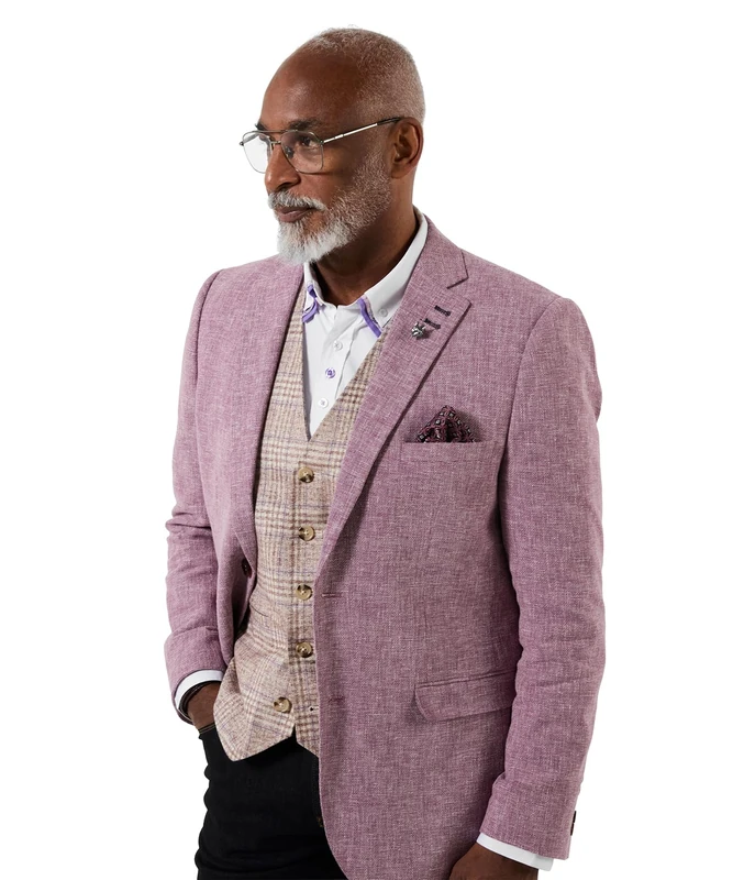 Joe Browns Men's Linen Blend Smart Blazer, Regular, Purple, UK 40