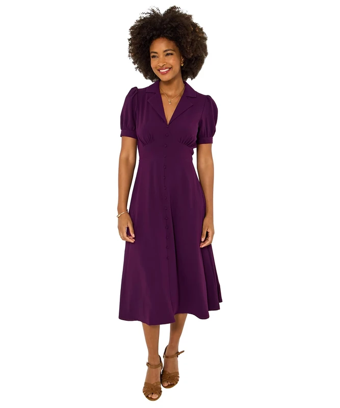 Joe Browns Women's Vintage Inspired Tea Dress, Regular, Purple, UK 24
