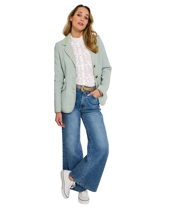 Joe Browns Women's Contrast Suede Collar Jacket, Regular, Green, UK 8