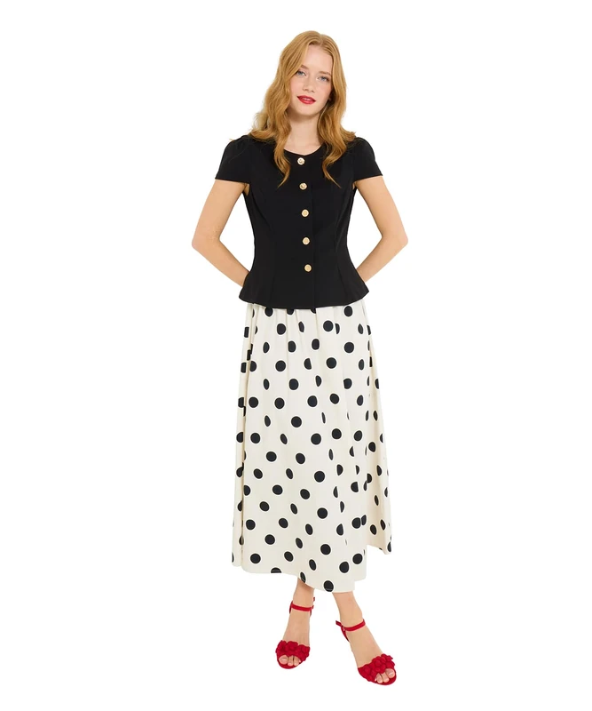 Joe Browns Women's Two in One Polka Dot Skirt Dress, Regular, Black, UK 18