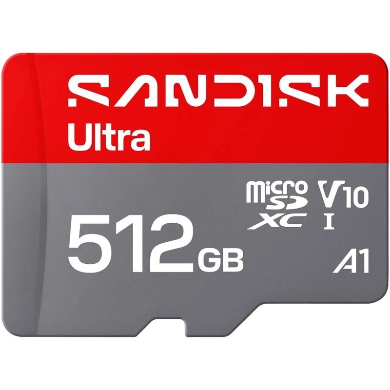 SANDISK Ultra microSDXC 512GB, UHS-I + SD Adapter (up to 195MB/s read speed, Full HD video, V10, U1, C10, A1) Storage expansion for Android smartphones and tablets, cameras, and laptops