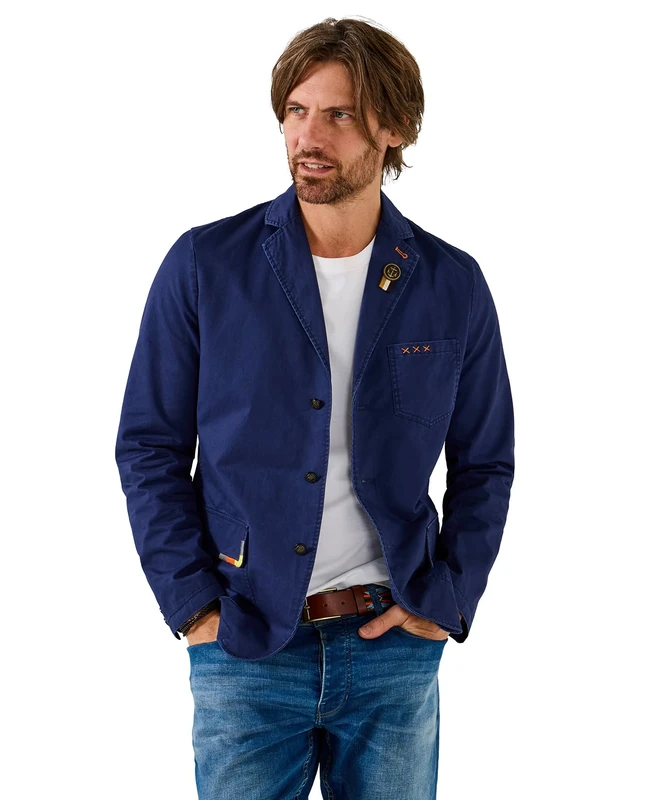 Joe Browns Men's Customised Embroidered Everyday Blazer, Regular, Blue, UK 48
