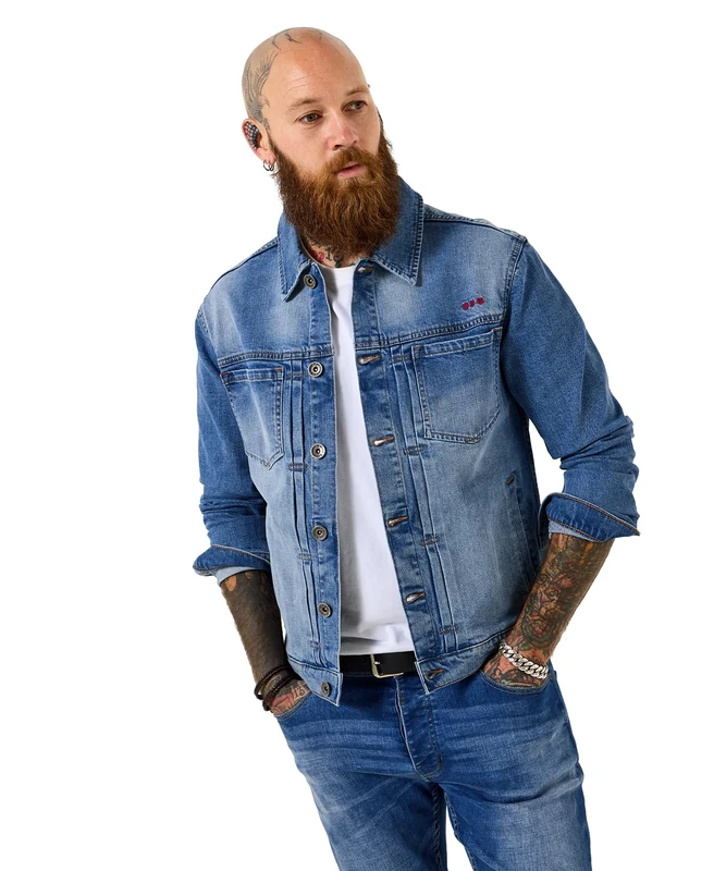 Joe Browns Men's Mid-wash Denim Jacket, Regular, Blue, UK XXL