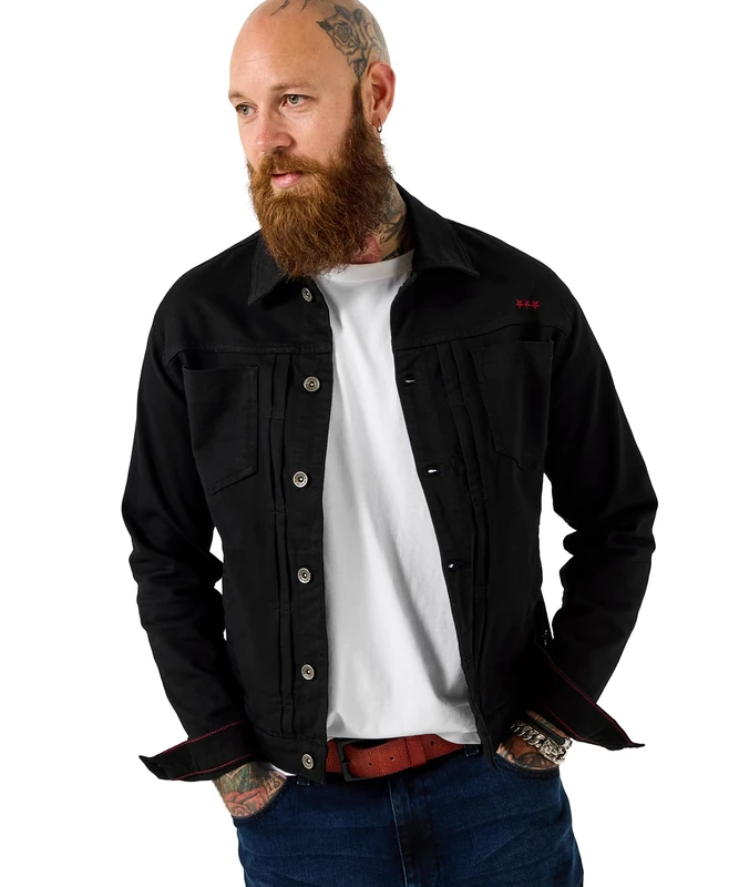 Joe Browns Men's Lightweight Cotton Trucker Jacket, Regular, Black, UK XL