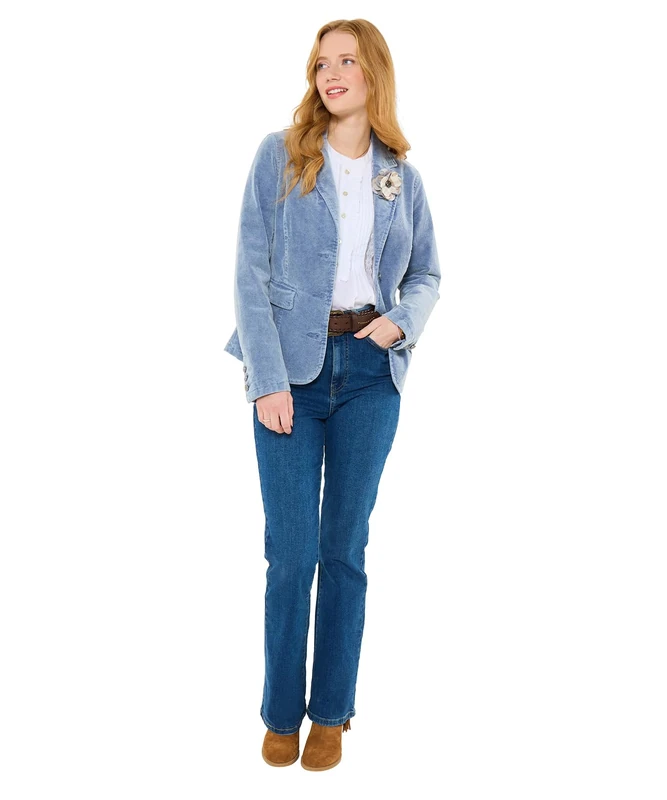 Joe Browns Women's Single-breasted Stetch Cord Jacket, Regular, Blue, UK 14