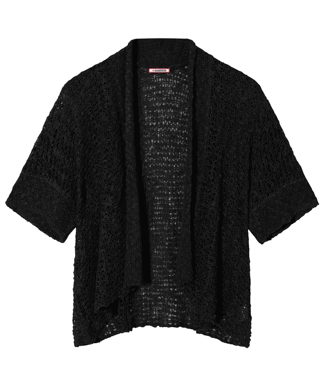 Joe Browns Women's Popcorn-Knit Open Edge Cardigan, Regular, Black, UK One Size