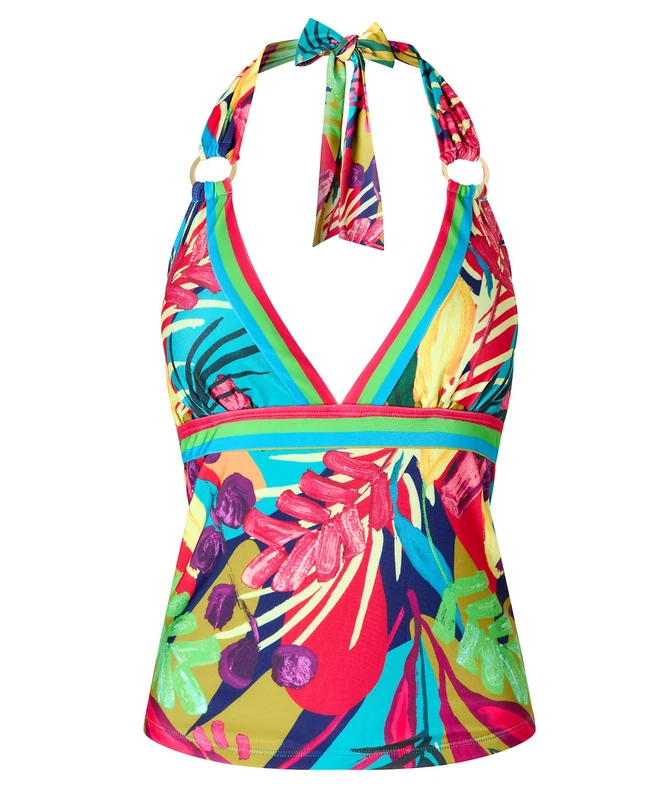 Joe Browns Women's Bright Bold Tropical Tankini Top, Regular, Multi, UK 14