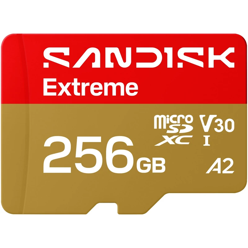 SANDISK Extreme microSDXC Card 256GB, UHS-I + SD Adapter (up to 245MB/s read, 170MB/s write speed, 5.3K video, C10, V30, U3, A2) For Action Cams, Drones, Android devices, Laptops