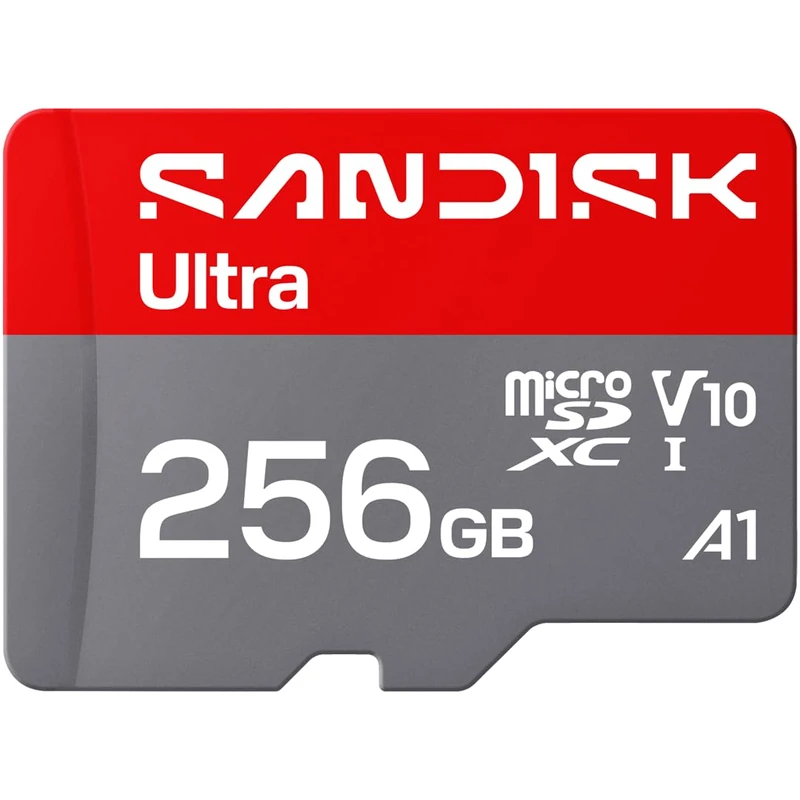 SANDISK Ultra microSDXC 256GB, UHS-I + SD Adapter (up to 195MB/s read speed, Full HD video, V10, U1, C10, A1) Storage expansion for Android smartphones and tablets, cameras, and laptops