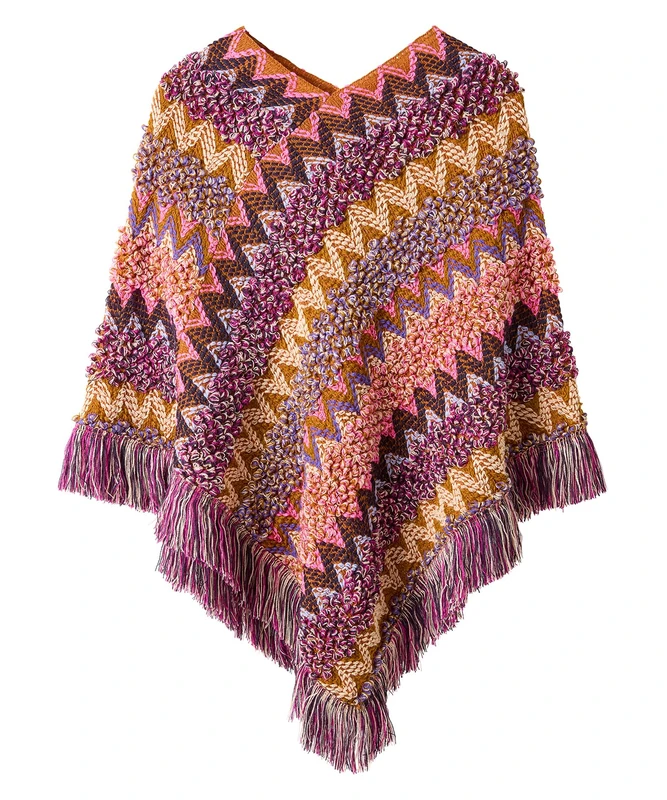 Joe Browns Women's Zigzag Knitted Poncho, Regular, Multi, UK One Size