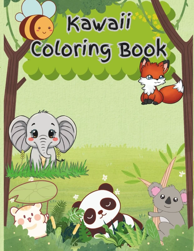 Kawaii Animal Coloring Book: Cute and Easy Coloring Pages for Kids and Beginners